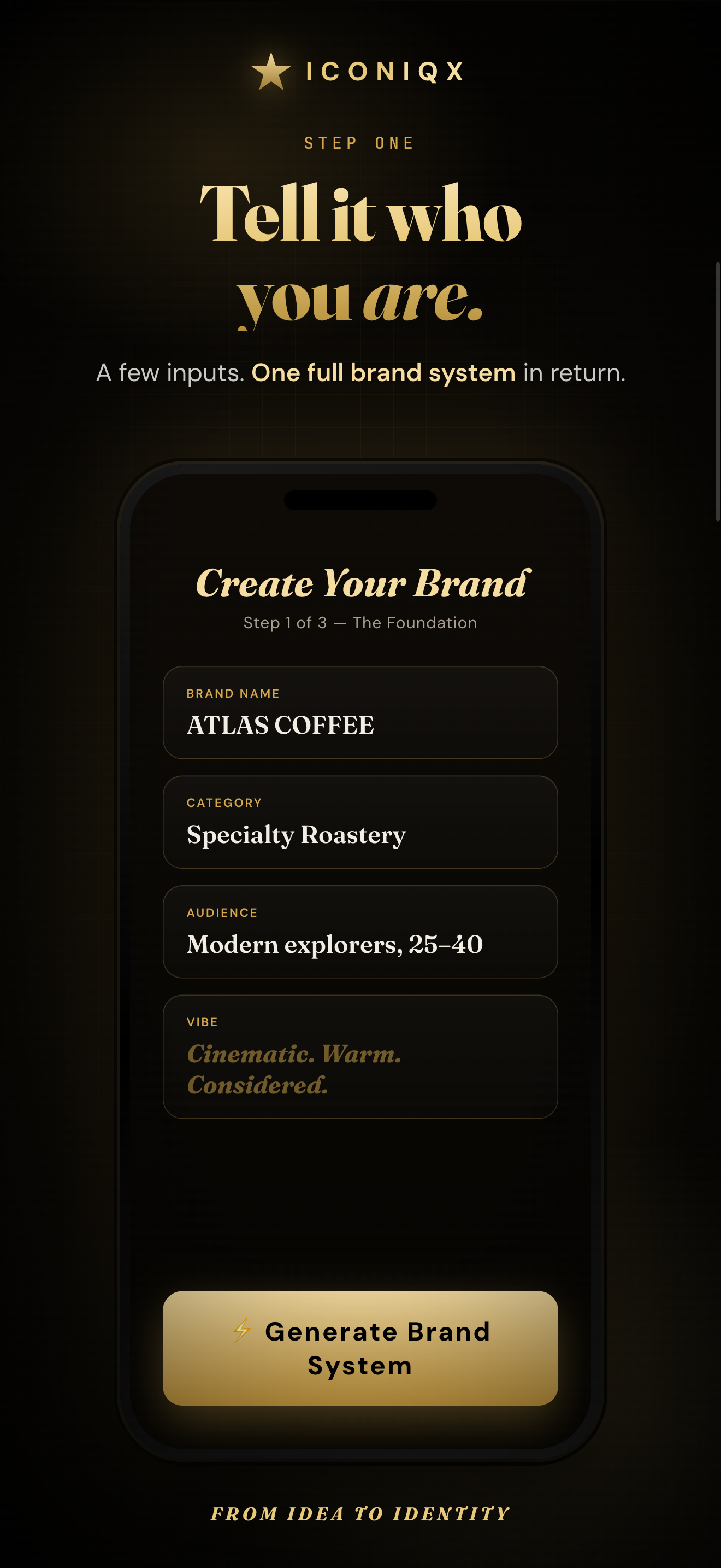 ICONIQX, ATLAS COFFEE voice and tone screen